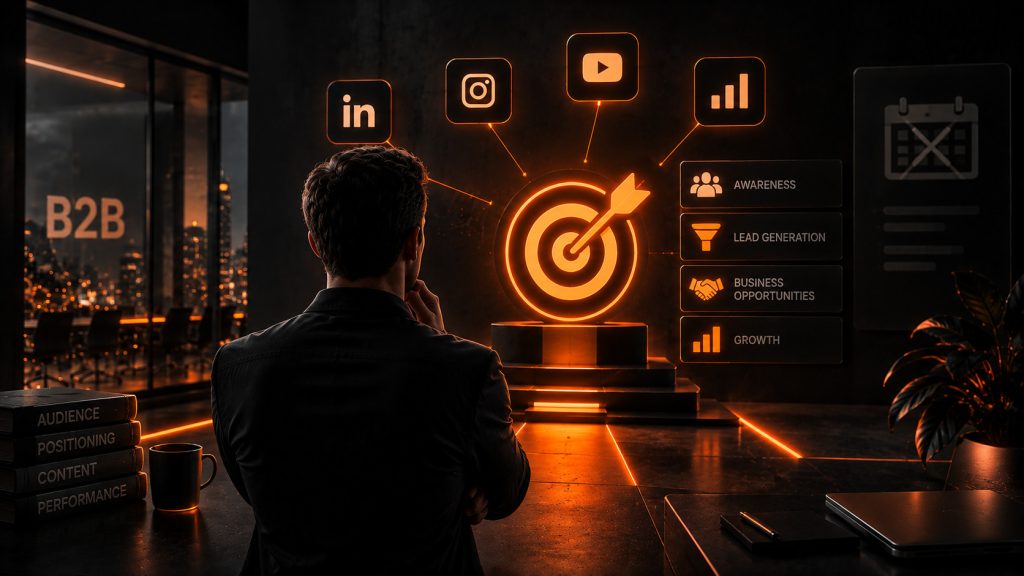 Bersaglio che mostra i possibili obiettivi da raggiungere attraverso una strategia social