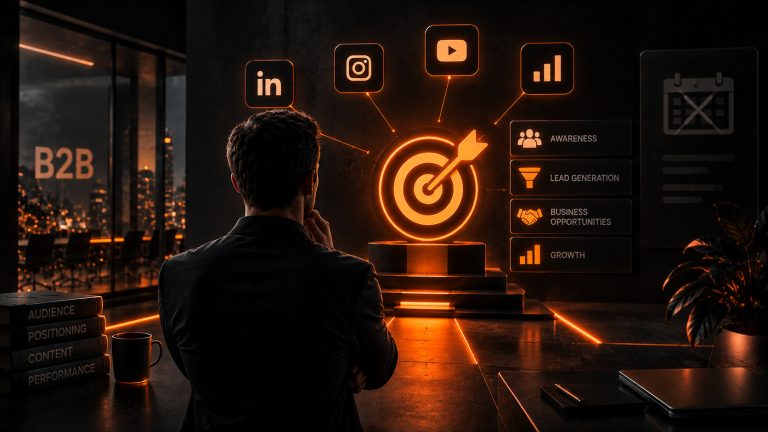 Bersaglio che mostra i possibili obiettivi da raggiungere attraverso una strategia social